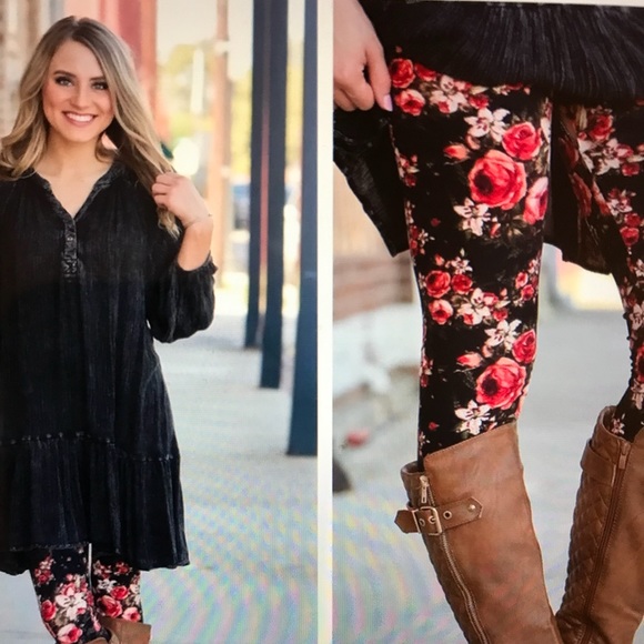 Infinity Raine Pants - Fall Floral Print Leggings NWT